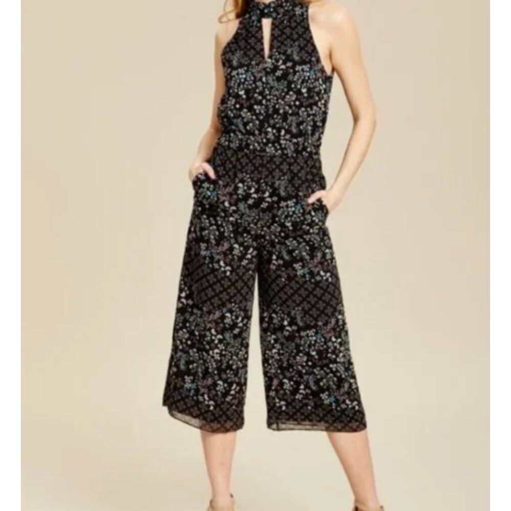 Ted Baker Marcila Jumpsuit Womens 0 to 2 Hazel High Neck Wide Leg Floral Pockets